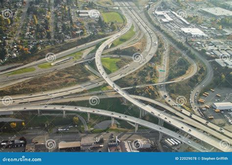 Highway Ending Into Larger Highway Stock Photo Image Of Concrete