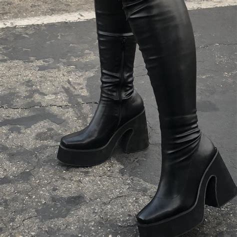 Thigh High Black Boots One Of My Favorite Staples In Depop