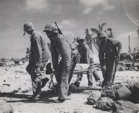 Wounded Marine Evacuated Tarawa November 1943 United States Marine