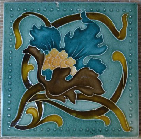 Antique England Art Nouveau Majolica Tile C1900 Ebay Antique Tiles