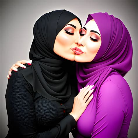 Two Hijab Girl Hugging And Kissing Arthub Ai