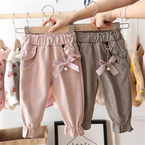 2020 New Baby Girls Autumn Cotton Solid Print Pants Kids Dress Wear