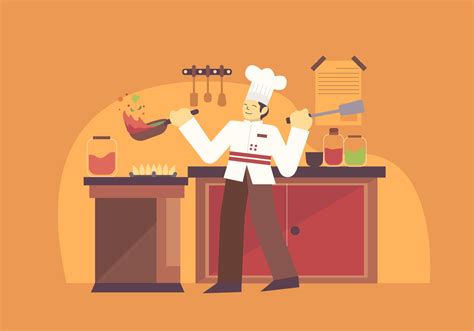 Professional Chef Cooking Vector Character Illustration Vector Art At Vecteezy