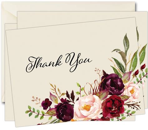 Buy 50 Funeral Thank You Sympathy Acknowledgement Watercolor Floral
