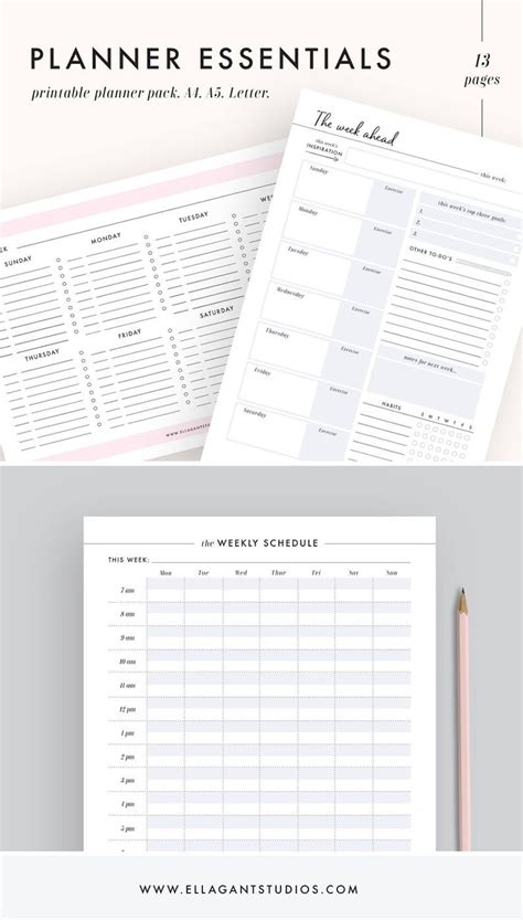 Planner Essentials Pack Daily Planner Weekly Planner Monthly