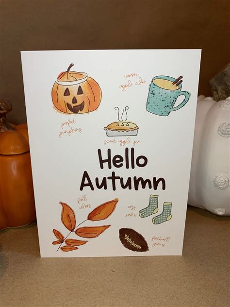 Fall Greeting Cards Hand Drawn Fall Favorites With 3 Fall Etsy