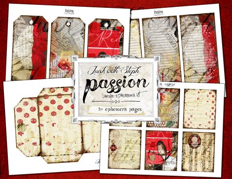 Passion Large Ephemera Kit 20 Ephemera Pages With A Musical Etsy