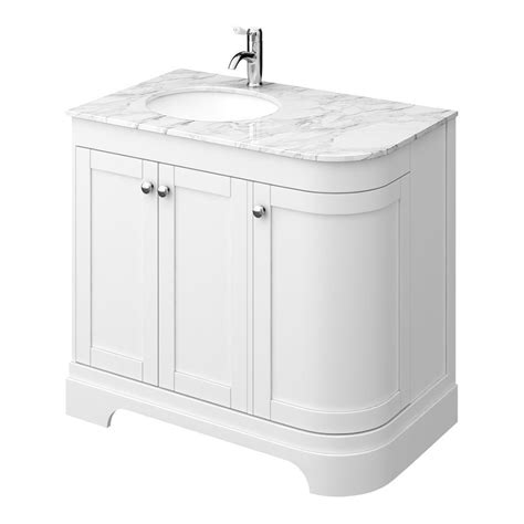 Period Bathroom Co 920mm Lh Offset Vanity Unit With White Marble Basin