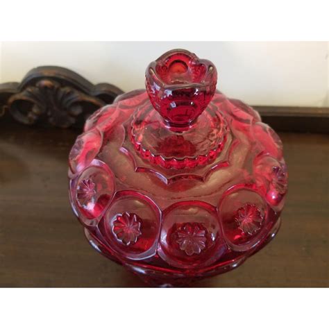 Vintage Smith Glass Pressed Ruby Moon And Stars Compote With Lid Vintage Glassware Vintage