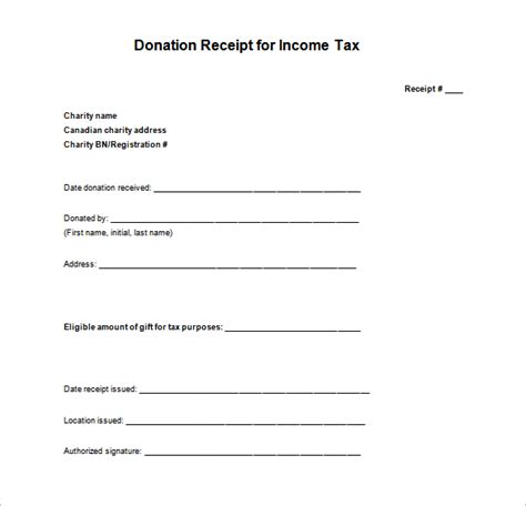 Tax Receipt Templates DOC PDF
