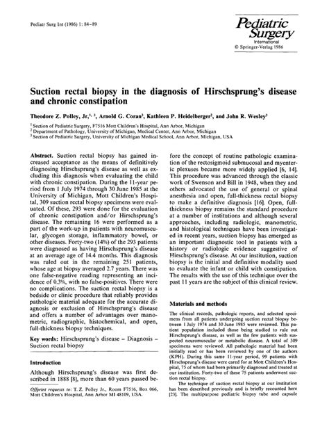 pdf suction rectal biopsy in the diagnosis of hirschsprung s disease and chronic constipation