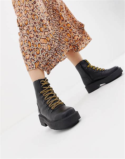 asos design avril square toe chunky hiker boots asos