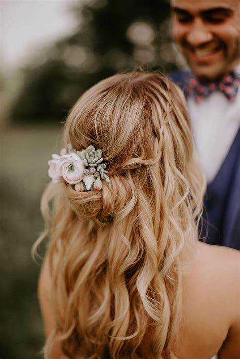 Waterfall Braided Wedding Hairstyle Bridesmaid