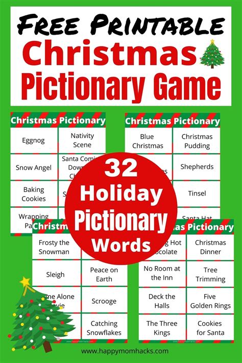 Free Printable Christmas Pictionary Words For Adults