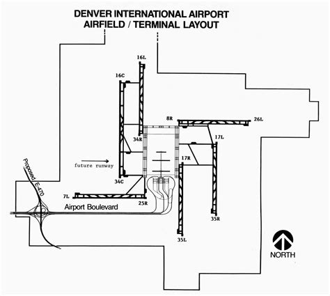 Denver Airport Layout Ndiagram C1995 Showing The Layout Of Denver