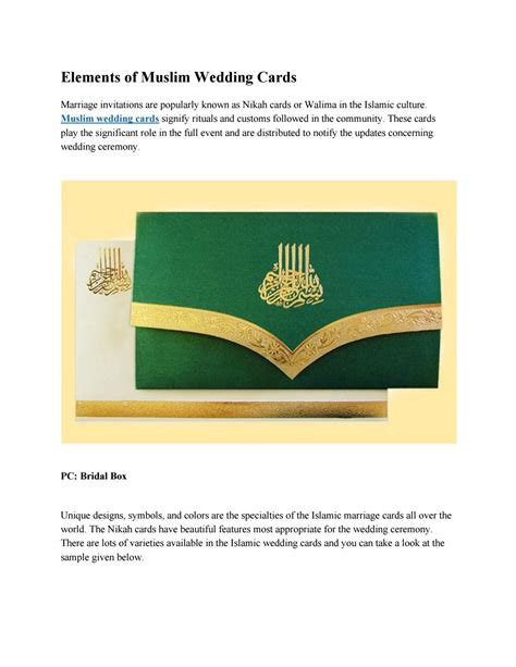 Elements Of Muslim Wedding Cards By Theweddingcardsonline Issuu