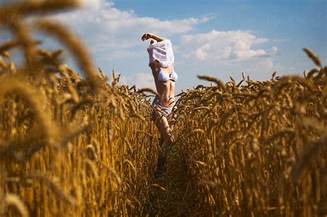 Sexy Woman Undressing In The Wheat Field By Sonja Lekovic Body Wheat
