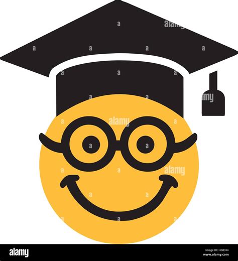 Smiley With Glasses And Graduation Hat Stock Vector Image And Art Alamy