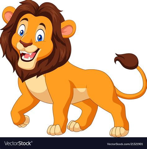 Cartoon Happy Lion Isolated On White Background Vector Image