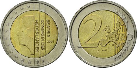 Netherlands 2 Euro 2001 Bi Metallic Km241 European Coins