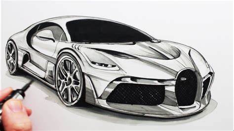 How to draw a car convertible in two point perspective easy step by step drawing tutorial. How to Draw a Sports Car: The Bugatti Divo - YouTube