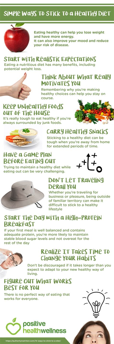 14 Simple Ways To Stick To A Healthy Diet Infographic