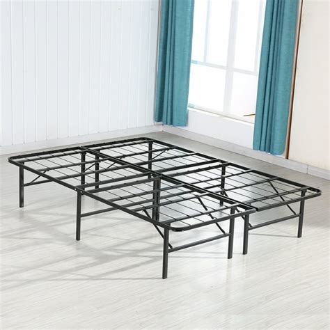 Queen Size Folding Metal Bed Frame Bi Fold Platform Mattress Foundation