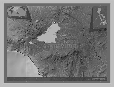 Lanao Del Sur Philippines Grayscale Labelled Points Of Cities Stock