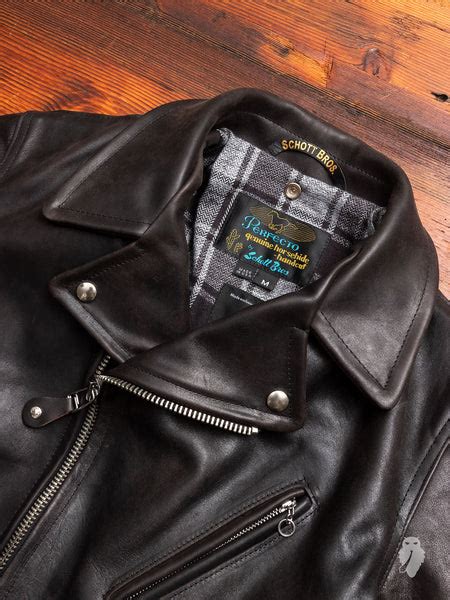 3sixteen X Schott Nyc Perfecto Leather Jacket In Black Blue Owl