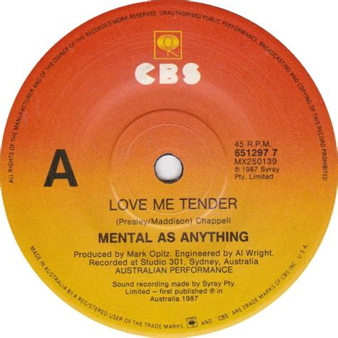 love me tender australian music database