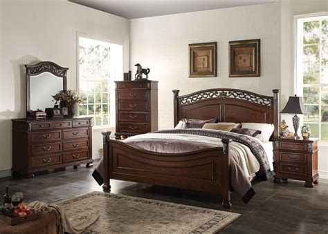 Dark Walnut Queen Bedroom Set 4pcs Manfred 22770q Acme Traditional