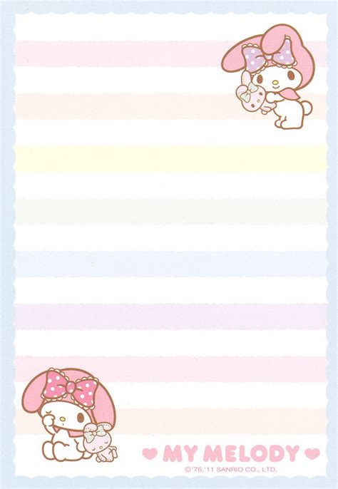 Sanrio My Melody Memo W Clips My Melody Wallpaper Notes Stationery