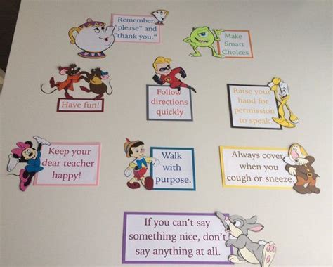 Disney Classroom Rules With Thumper Mike Mrs Potts Etsy Disney