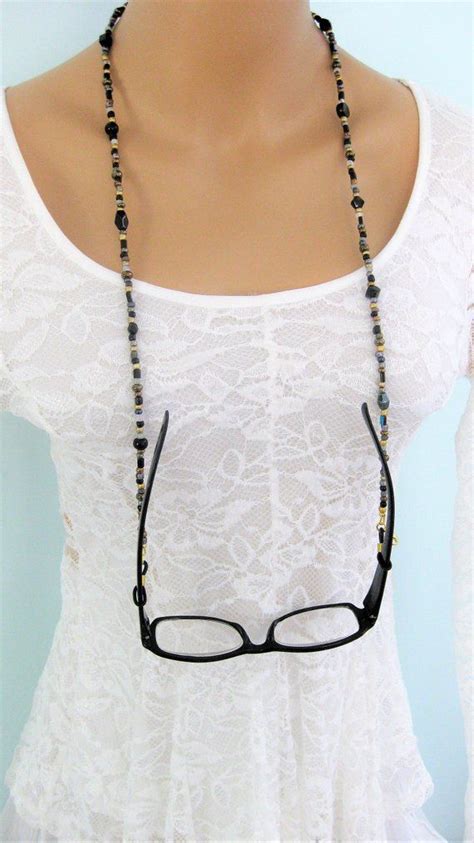 Black Beaded Eyeglass Chain For Women Click To See How These Etsy