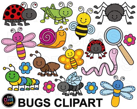 Cute Bugs Clipart Insects Spider Dragonfly Ant Fly Worm Etsy Canada
