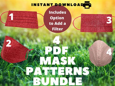 The seam allowance is 1cm (3/8 of an inch) and is please note: Face Mask Pattern Bundle, Mouth Mask Template, Dust Mask ...