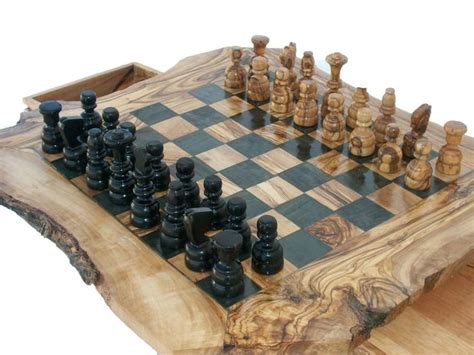 Rustic Chess Board With Natural Edges Wooden Chess Board Large Chess