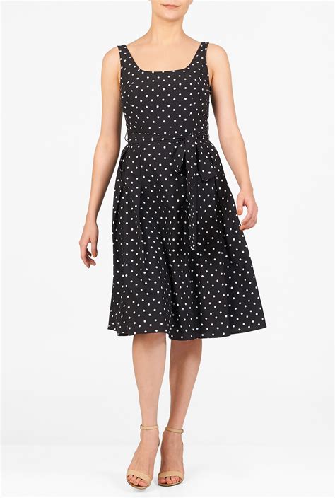 Polka Dot Print Crepe Sash Tie Dress Dresses Dot Print Dress Women