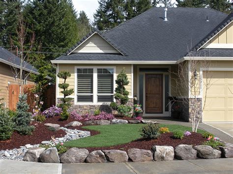 If your front yard is too large for constant mowing and watering, use mulch or ground covers for islands around trees and shrubs. Home Landscaping Ideas To Inspire Your Own Curbside Appeal