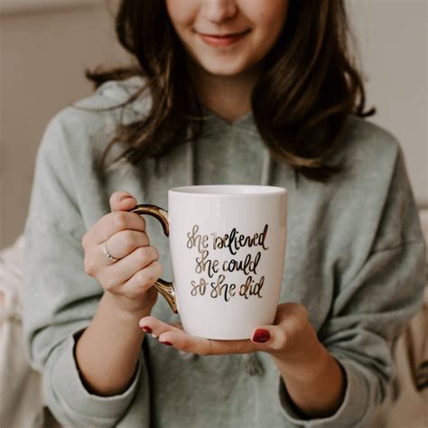 she believed she could quote coffee mug motivational quote etsy