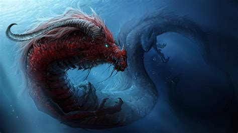 Download Scary Red Water Japanese Dragon Pc Wallpaper