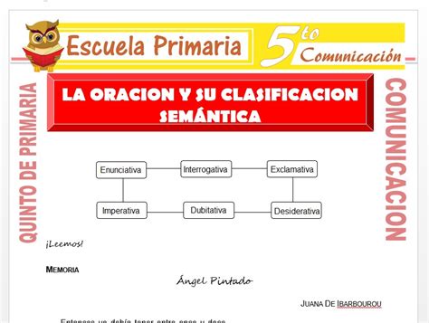 La Oración Y Su Clasificación Semántica Para Quinto De Primaria