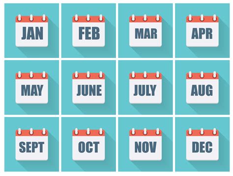Month Dates Flat Icon Set With Long Shadow Vector Illustration 2848896