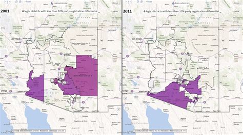 Arizona State Senate Districts With Less Than 10 Party