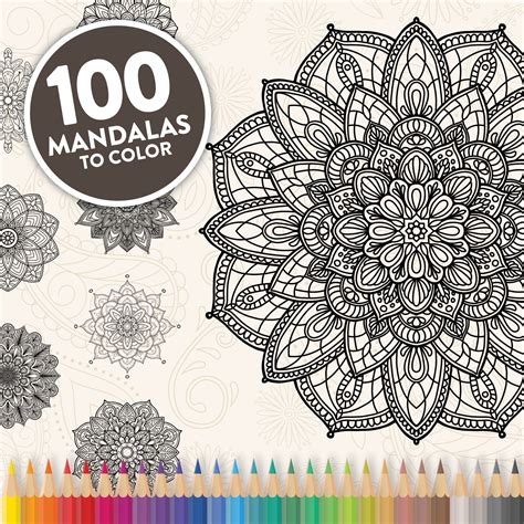 Flower Mandala Printable Coloring Page Etsy Mandala Coloring
