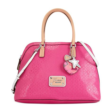 Guess Handbag Airun Dome Satchel In White Pink Lyst