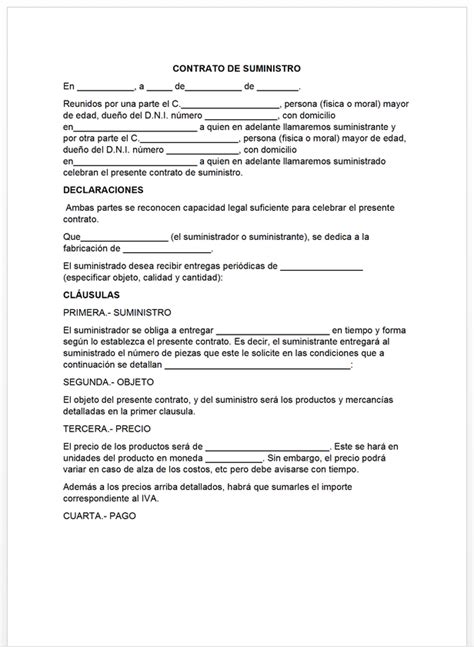 Contrato De Suministro 【 Ejemplos Y Formatos 】word Pdf