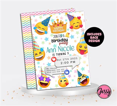 Emoji Birthday Invitations Emoji Party Invitation Girls Emoji