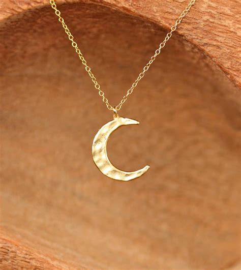 Gold Crescent Moon Necklace Silver Moon Necklace Hammered Moon