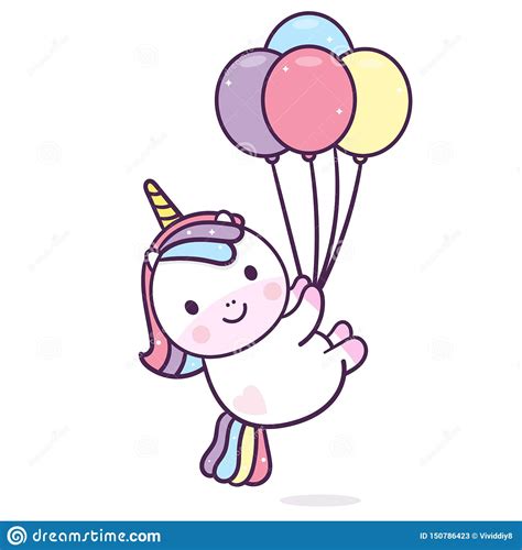 Illustrator Of Unicorn Vector With Balloon Vector Happy Birthday Party